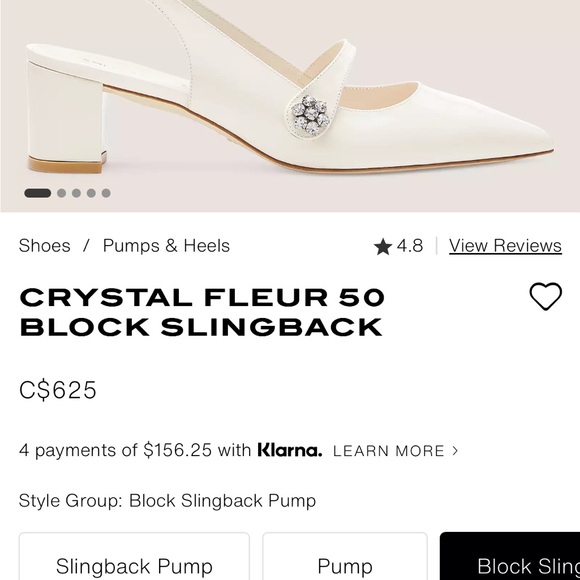 Stuart Weitzman Crystal Fleur 50 Block Slingback / White Wedding Shoe - Picture 5 of 9